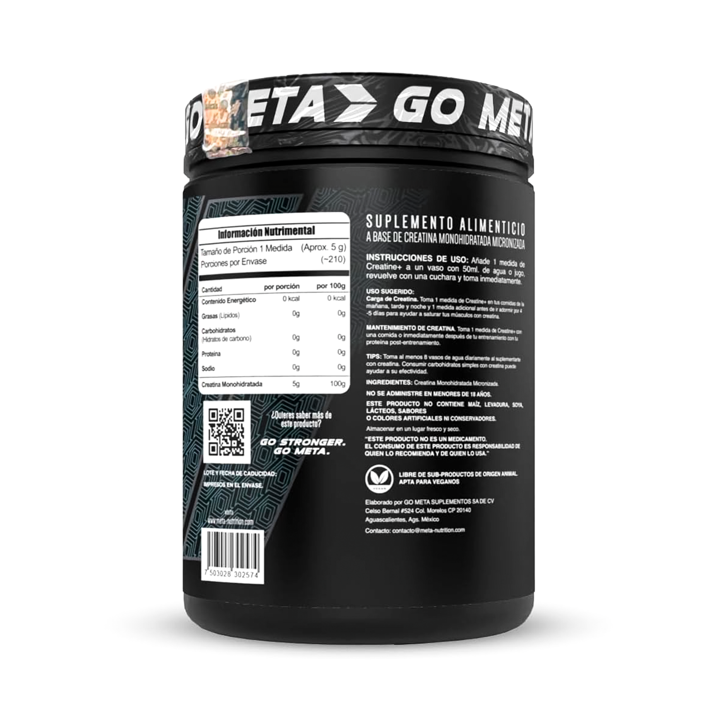 Creatine+ Meta Nutrition 200 Servicios Sin Sabor